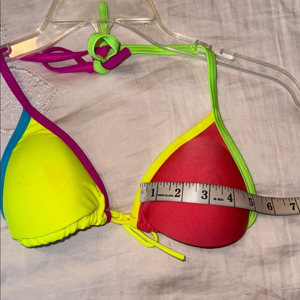 Colorful Bikini Top Multicolor Swim Top Size L